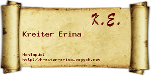 Kreiter Erina névjegykártya